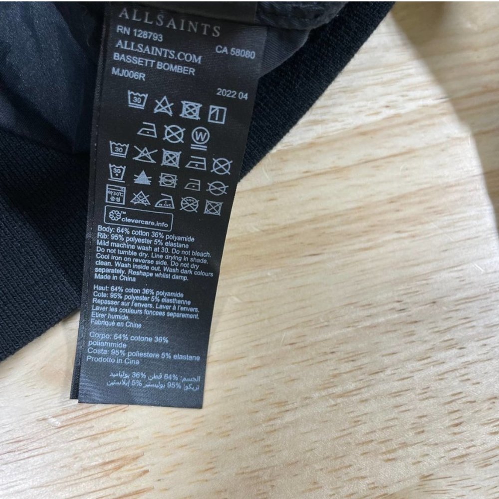 AllSaints NWT Men's Bassett Bomber Jacket Black Size L Zip Pockets Lightweight - Picture 7 of 10